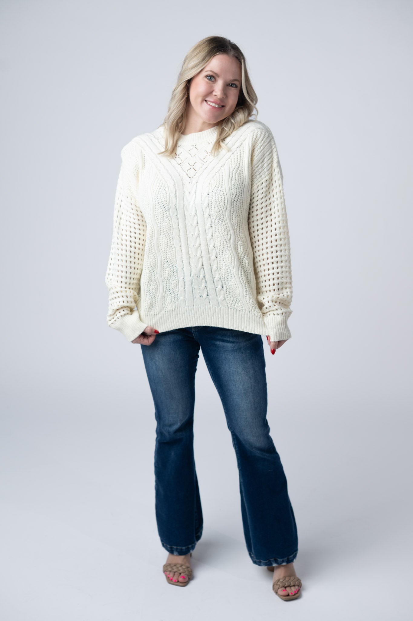 IN STOCK Jasmine Open Knit Sweater - Ivory FINAL SALE