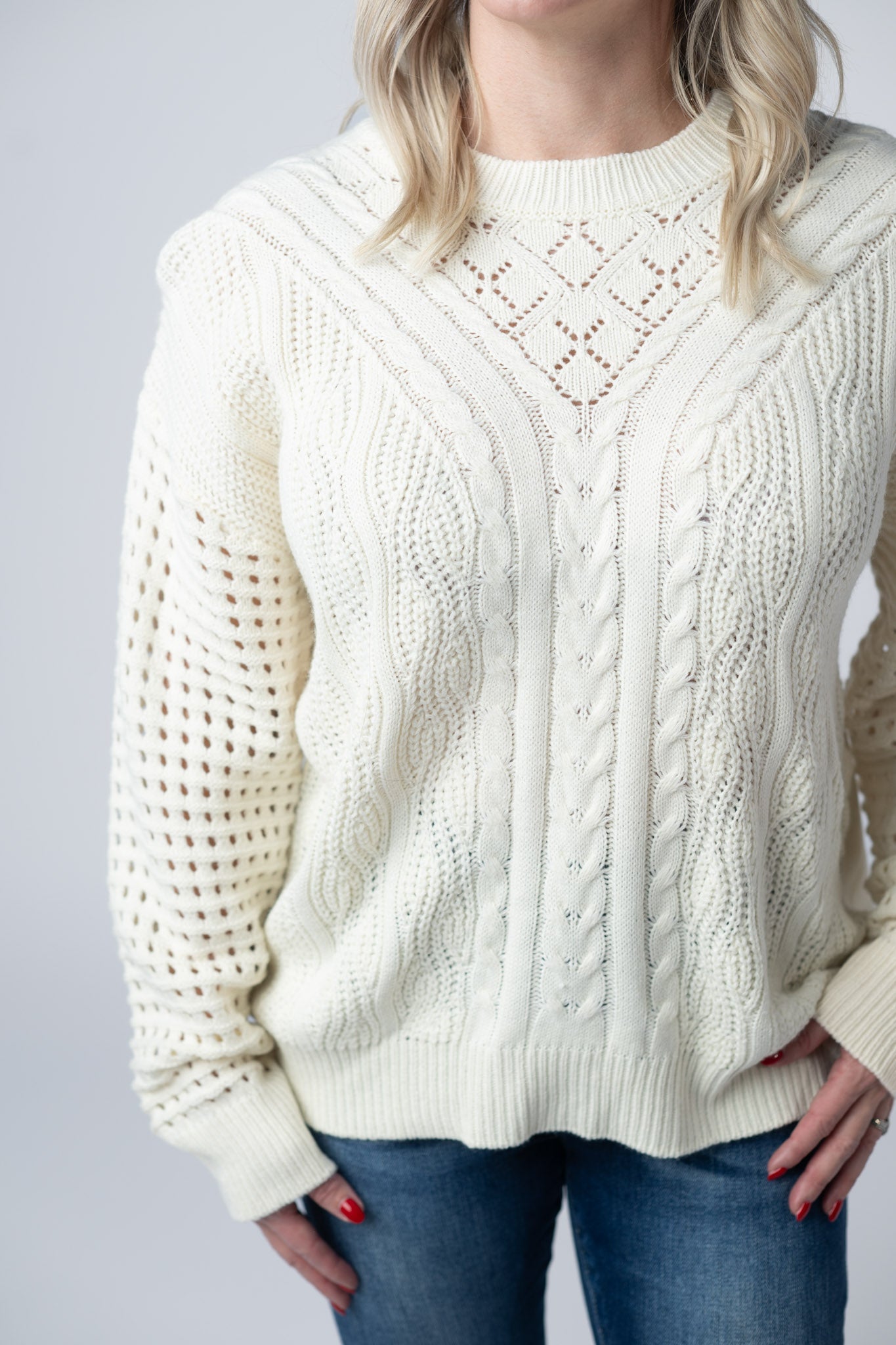 IN STOCK Jasmine Open Knit Sweater - Ivory FINAL SALE