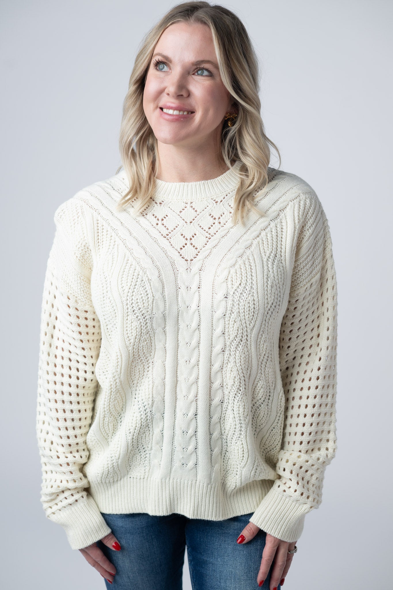 IN STOCK Jasmine Open Knit Sweater - Ivory FINAL SALE