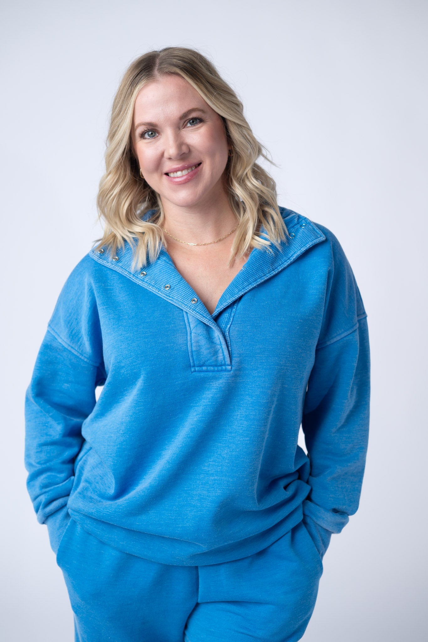 IN STOCK Jesse Vintage Wash Snap Pullover - Winter Blue FINAL SALE