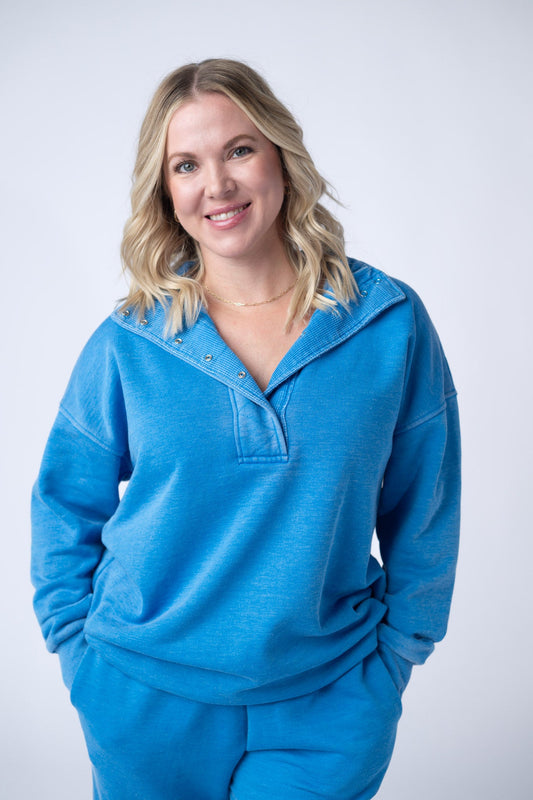 IN STOCK Jesse Vintage Wash Snap Pullover - Winter Blue FINAL SALE