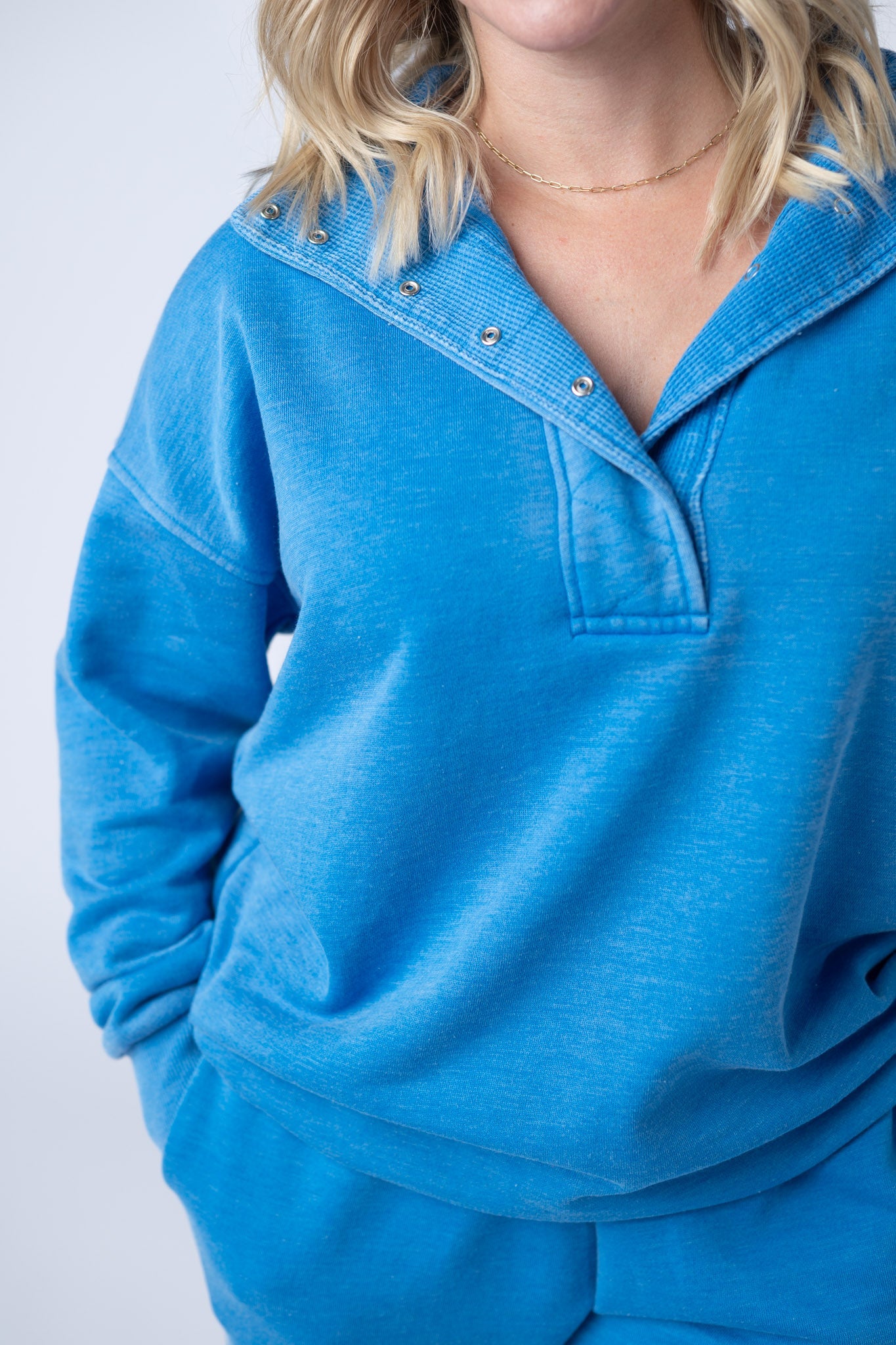 IN STOCK Jesse Vintage Wash Snap Pullover - Winter Blue FINAL SALE