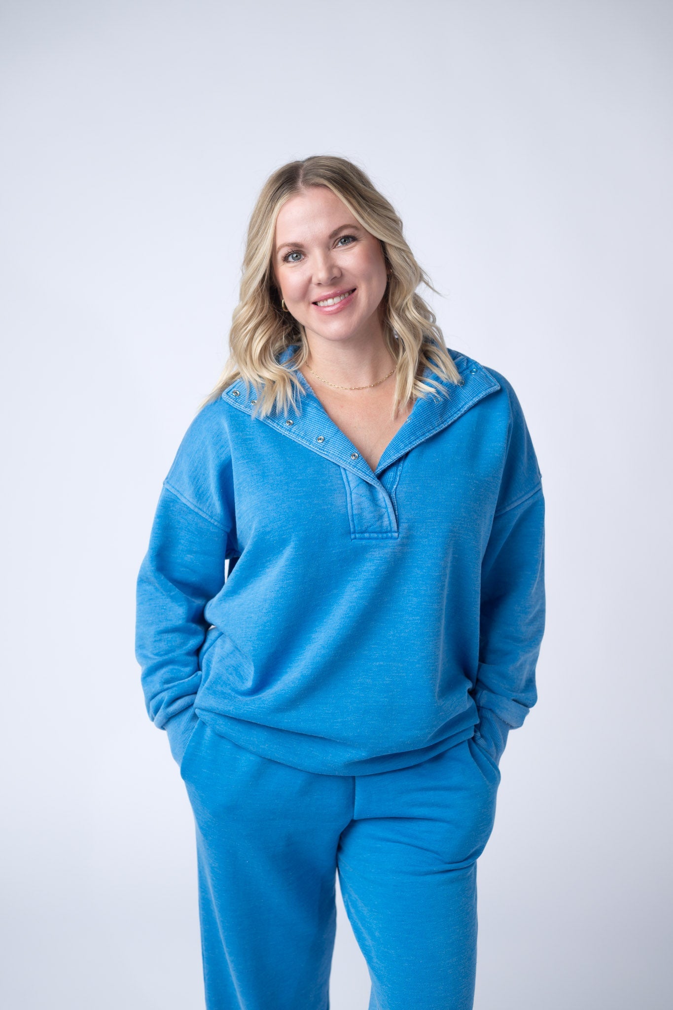 IN STOCK Jesse Vintage Wash Snap Pullover - Winter Blue FINAL SALE