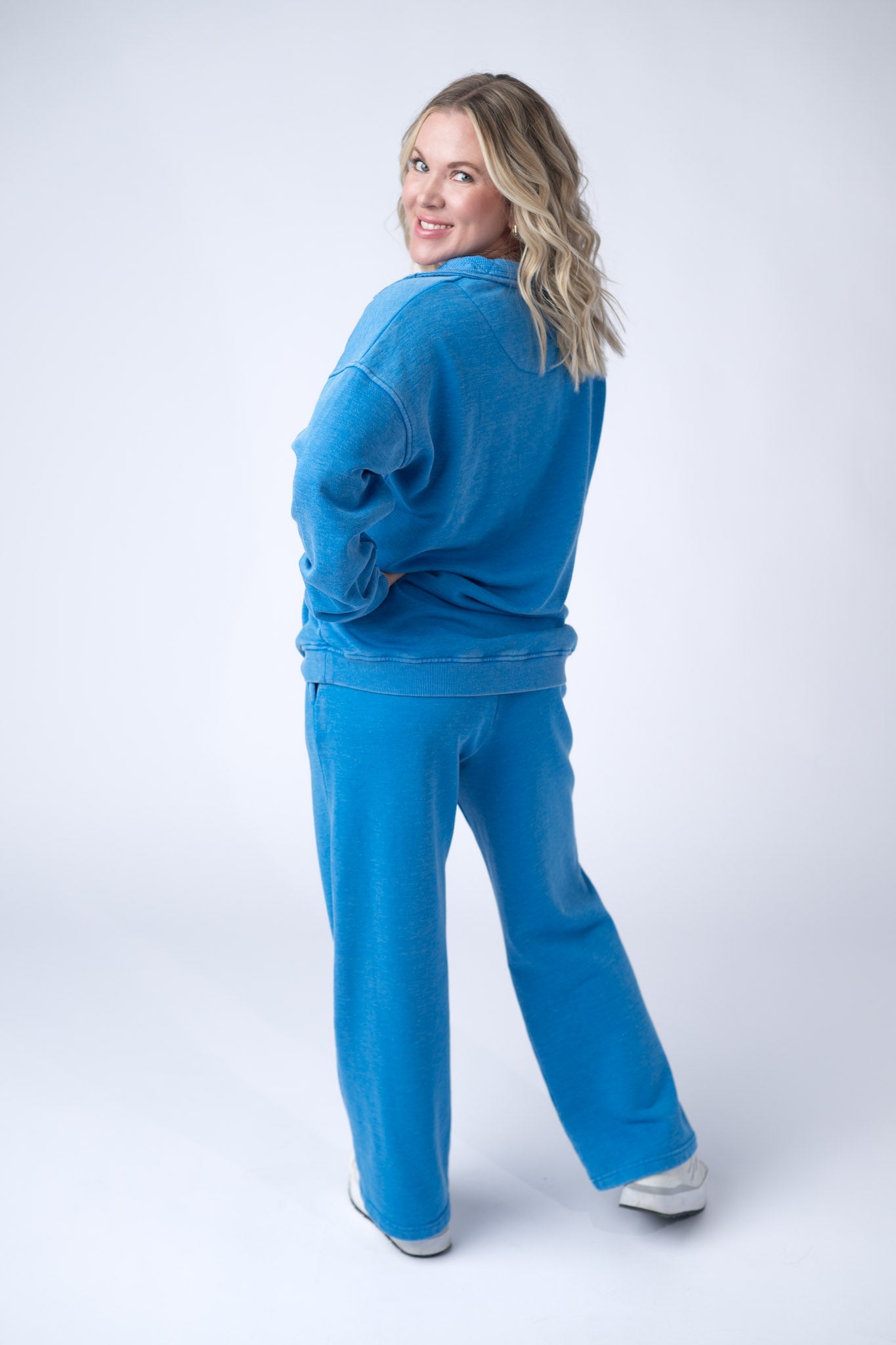 IN STOCK Wide Leg Vintage Wash Bottoms - Winter Blue FINAL SALE