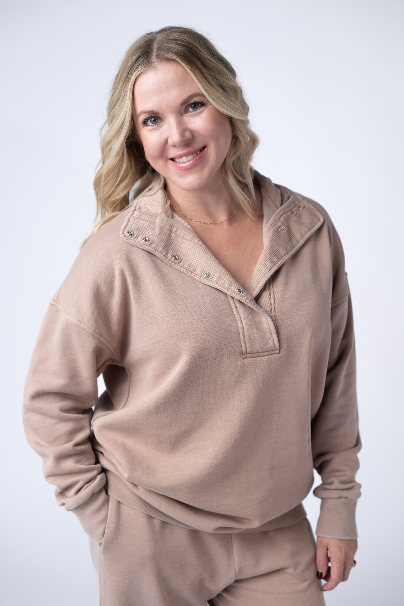 IN STOCK Jesse Vintage Wash Snap Pullover - Tan FINAL SALE