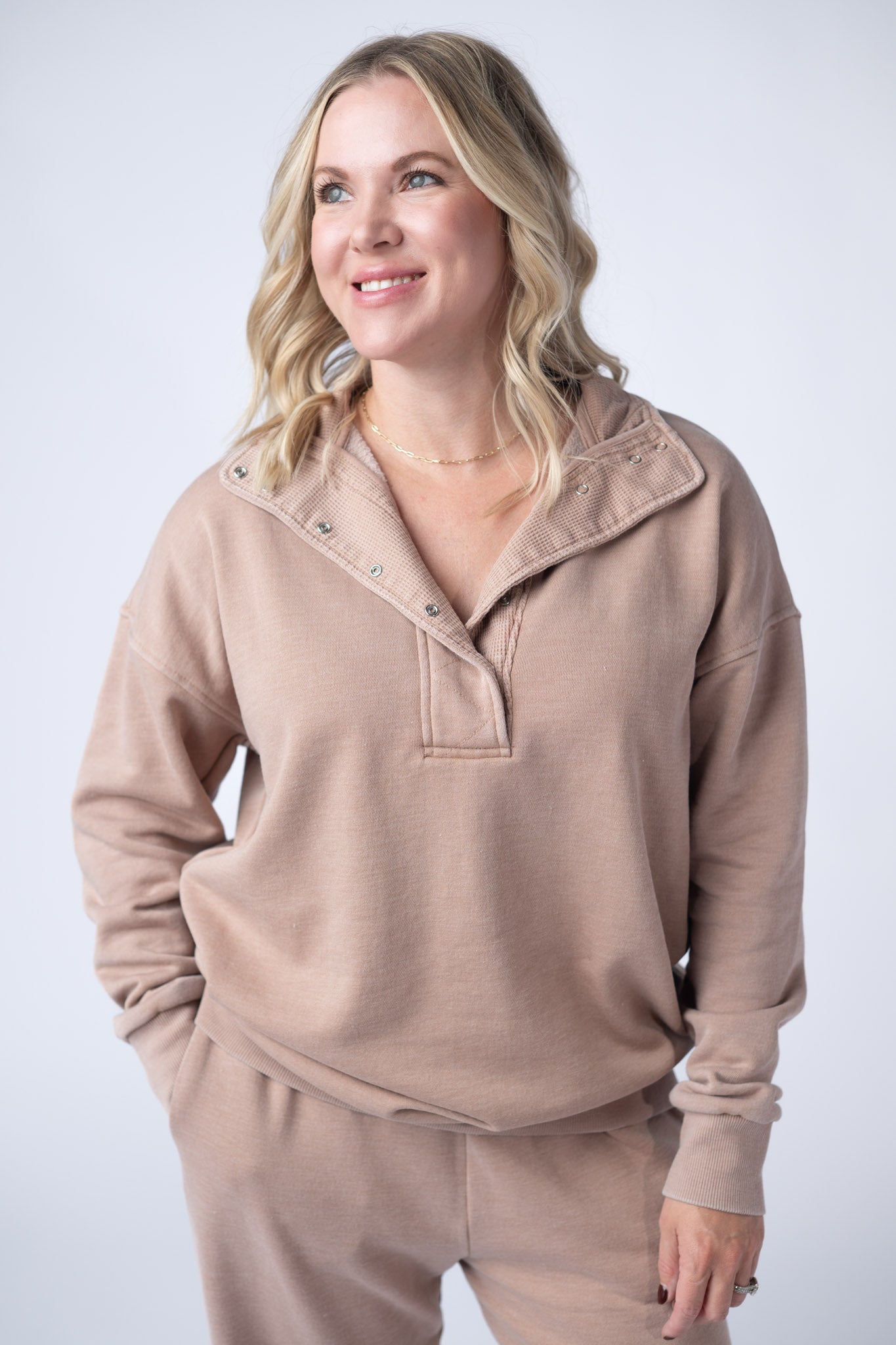 IN STOCK Jesse Vintage Wash Snap Pullover - Tan FINAL SALE