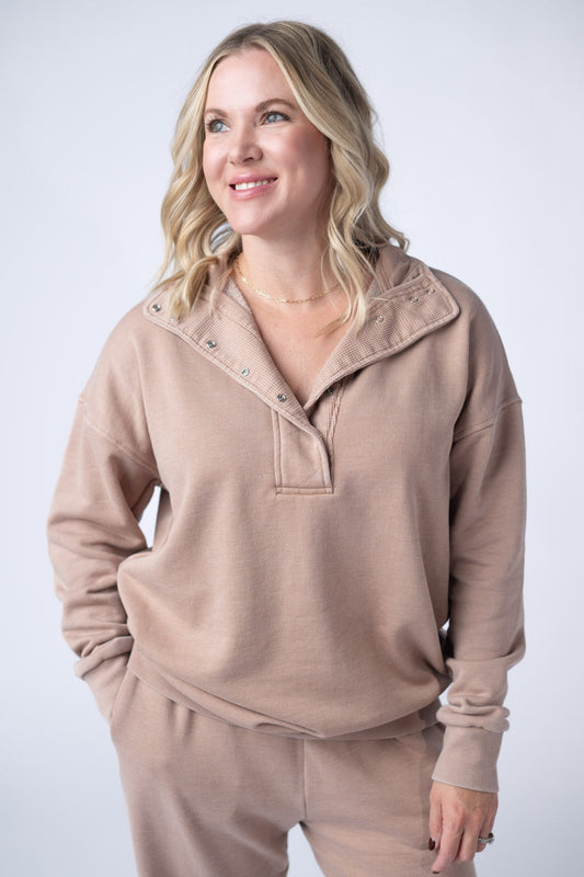 IN STOCK Jesse Vintage Wash Snap Pullover - Tan FINAL SALE