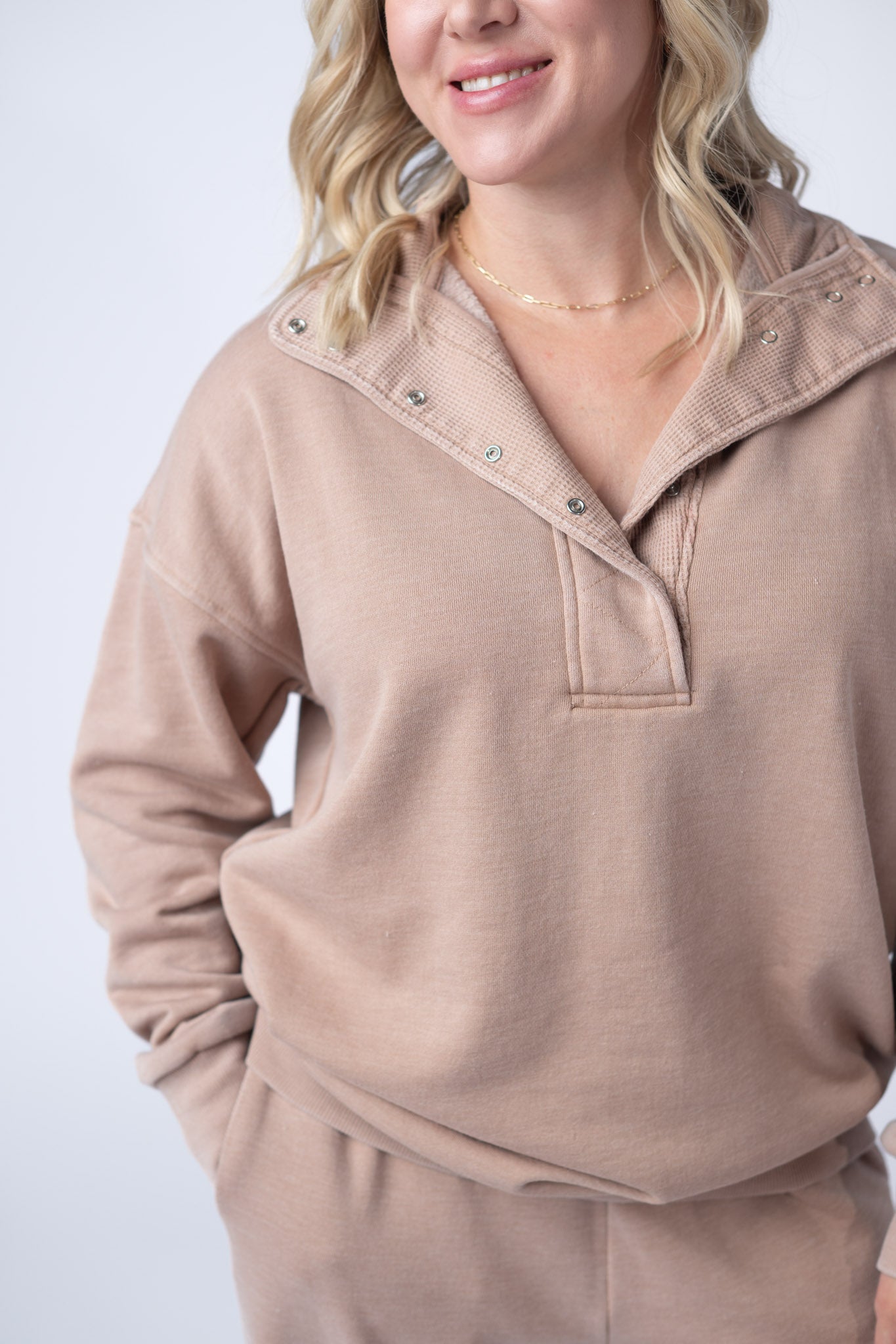 IN STOCK Jesse Vintage Wash Snap Pullover - Tan FINAL SALE
