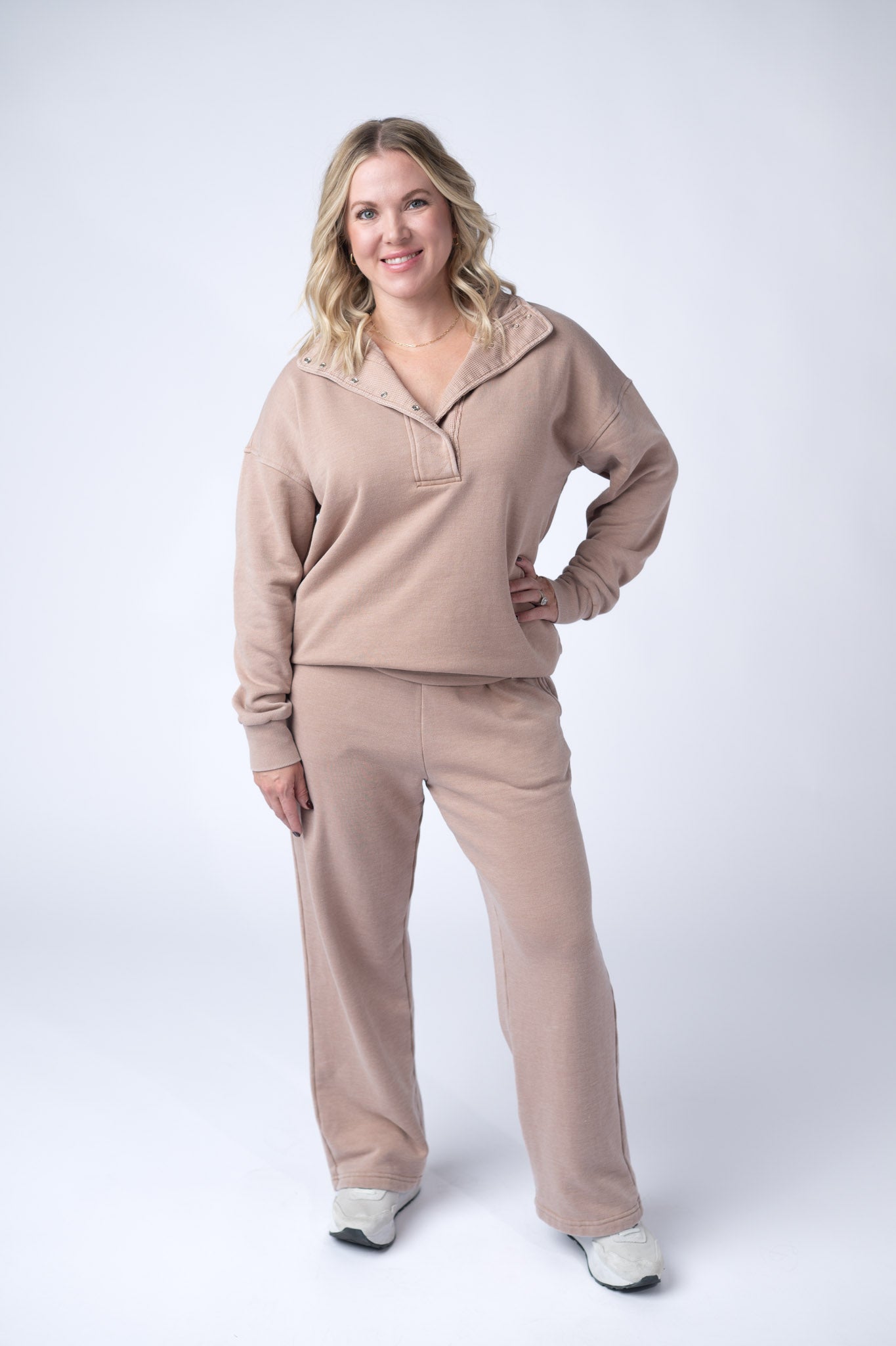 IN STOCK Wide Leg Vintage Wash Bottoms - Tan FINAL SALE