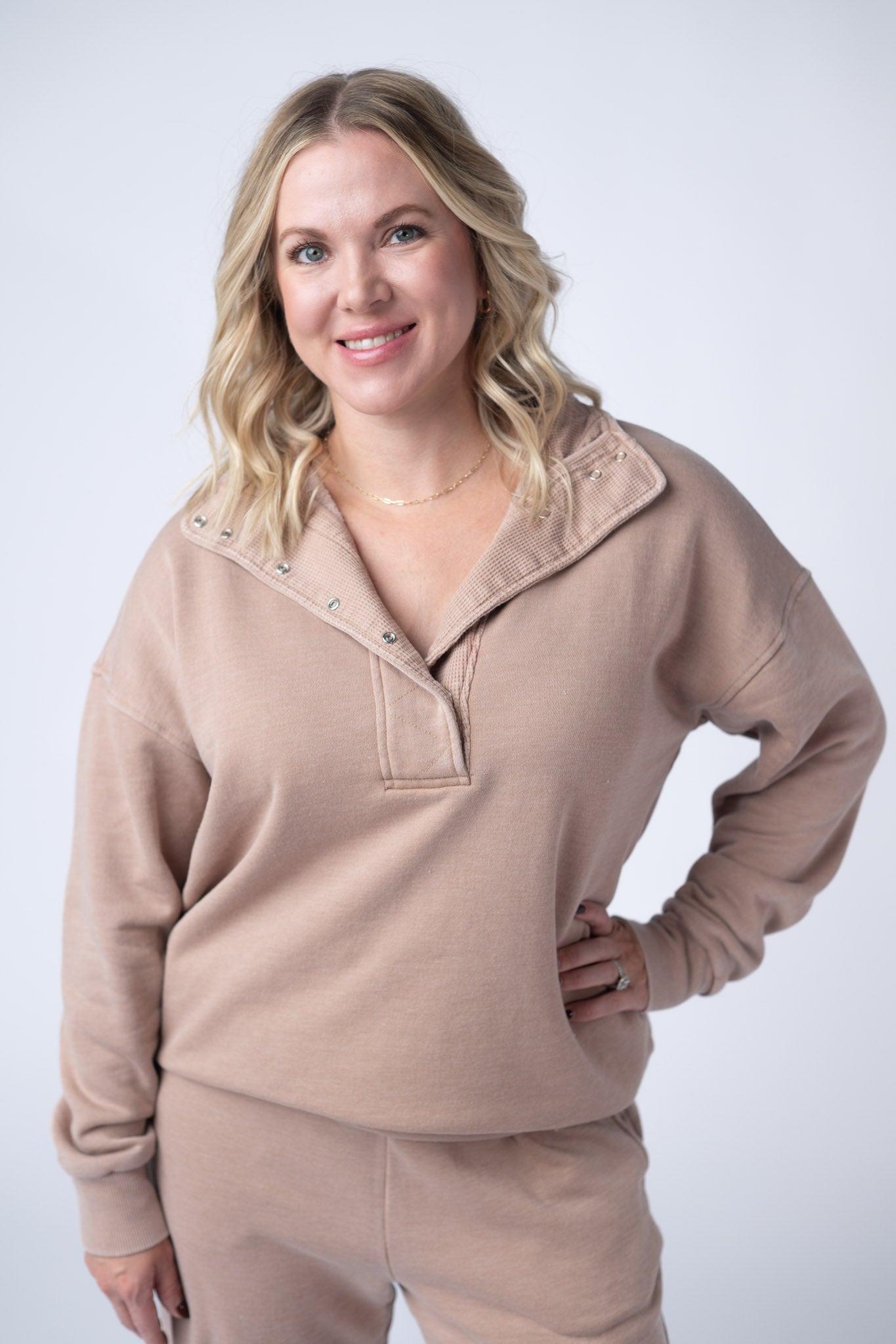 IN STOCK Jesse Vintage Wash Snap Pullover - Tan FINAL SALE