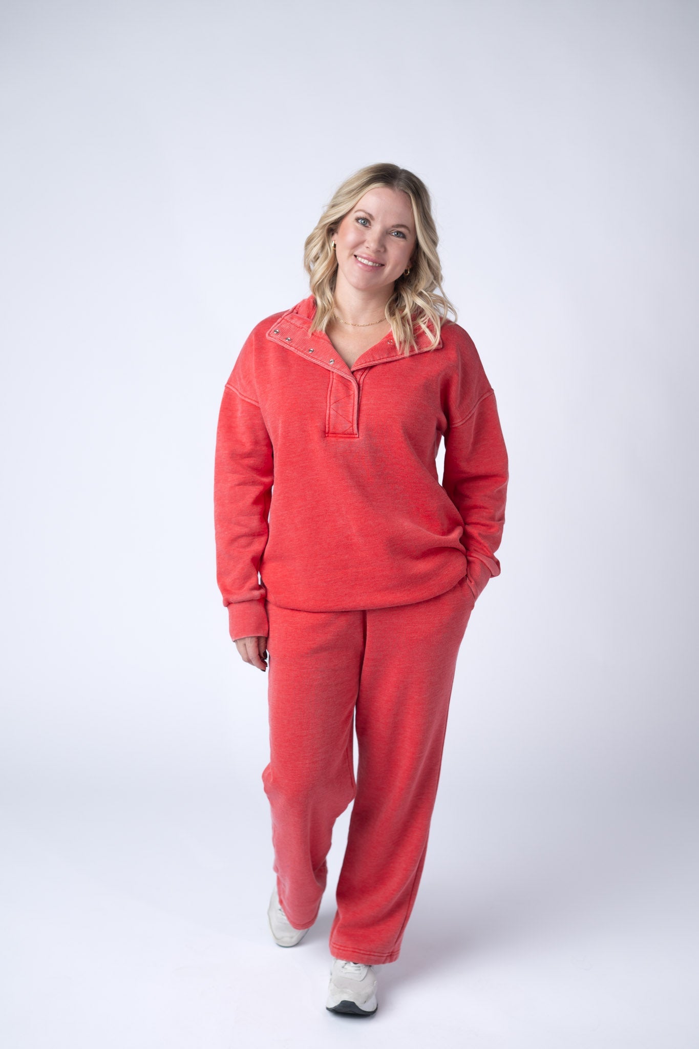 IN STOCK Wide Leg Vintage Wash Bottoms - Red FINAL SALE