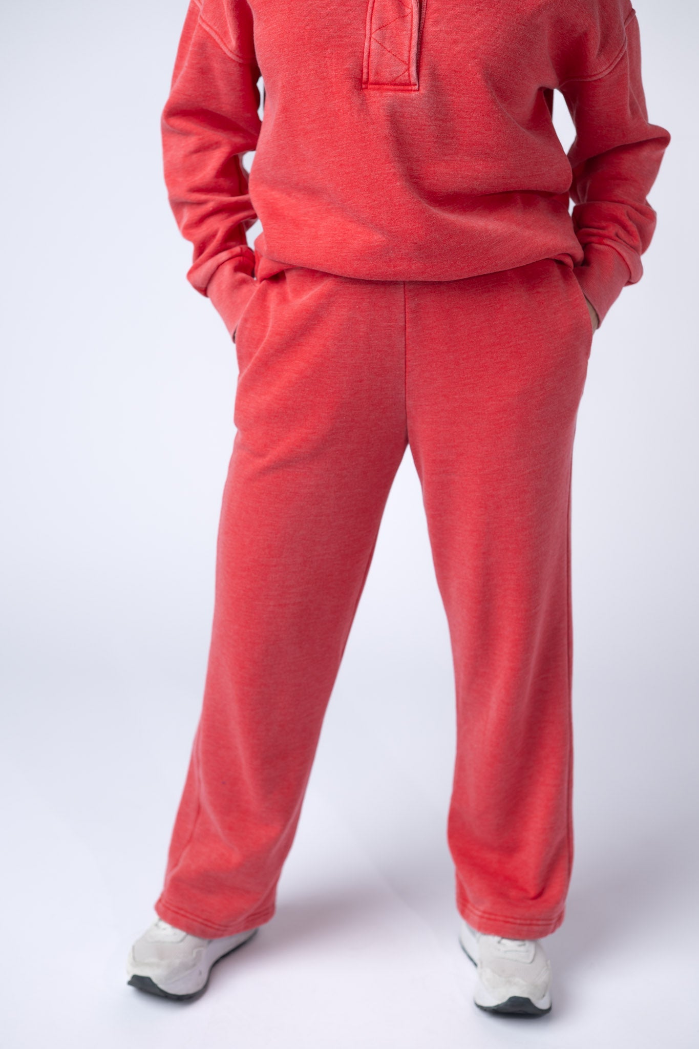 IN STOCK Wide Leg Vintage Wash Bottoms - Red FINAL SALE