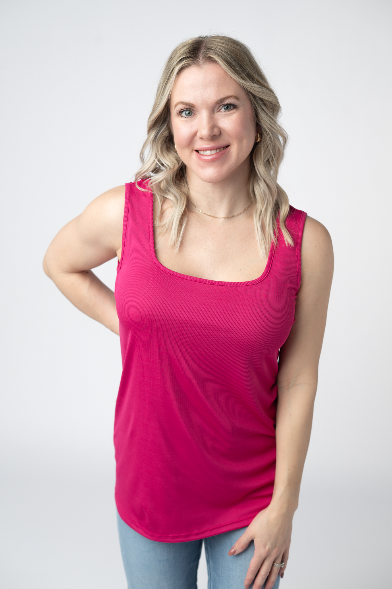 IN STOCK Rachel Ribbed Tank -  Hot Pink