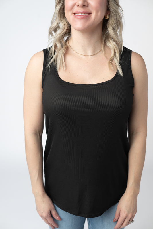 IN STOCK Rachel Ribbed Tank - Black