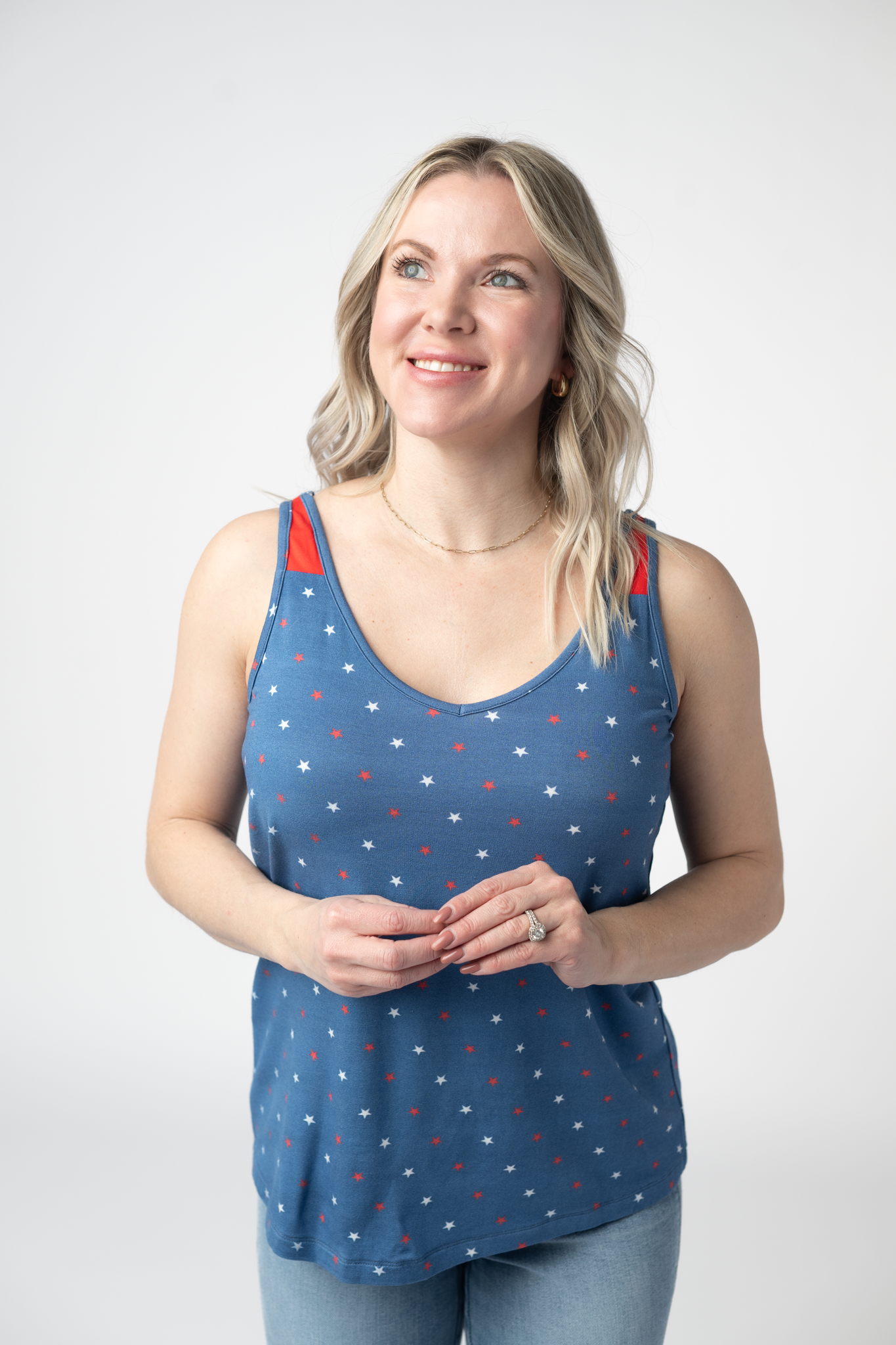 IN STOCK Poppy Tank - Blue Freedom Stars