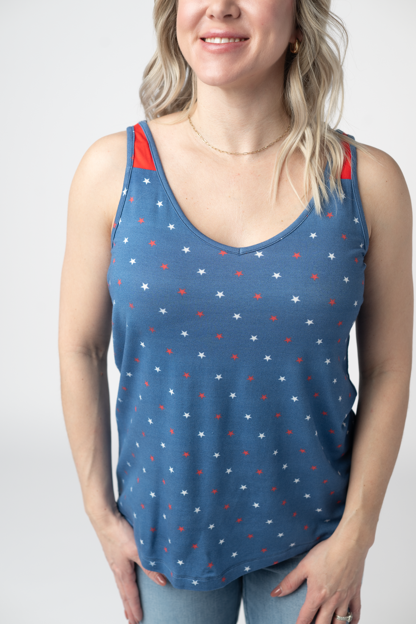 IN STOCK Poppy Tank - Blue Freedom Stars