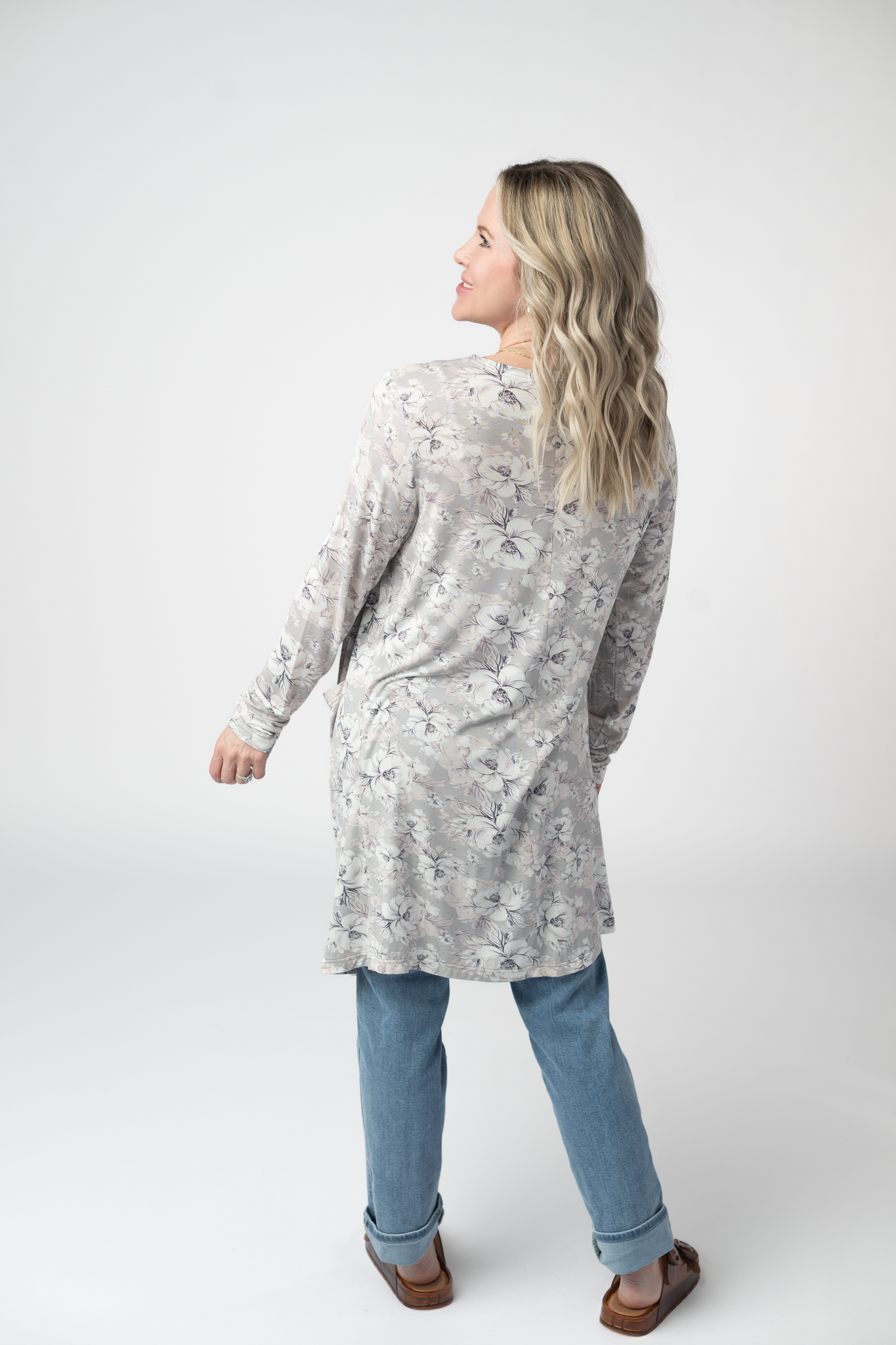 IN STOCK Classic Cardigan - Vintage Grey Floral FINAL SALE