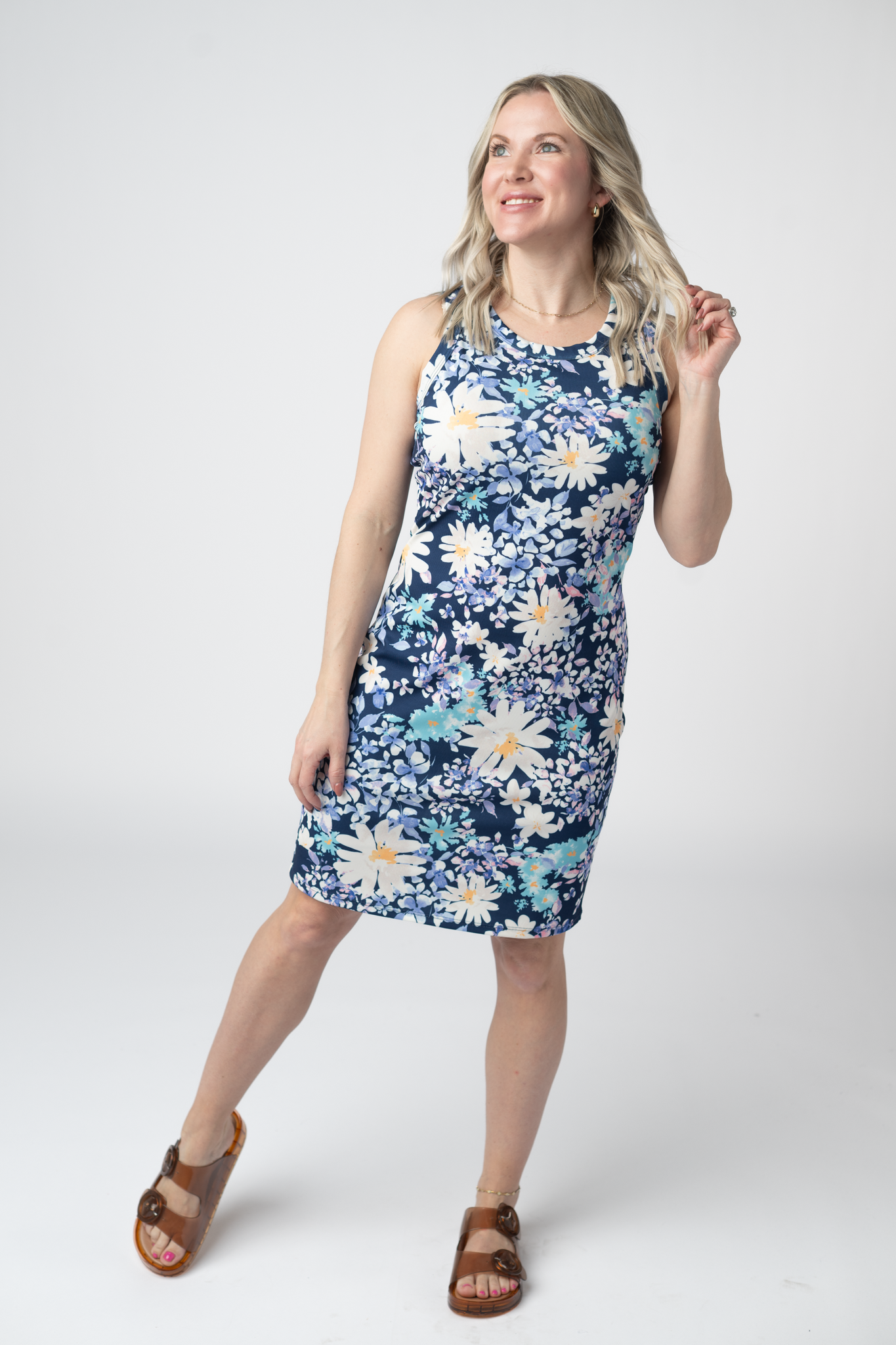 IN STOCK Mariah Ribbed Dress - Daisy Blues