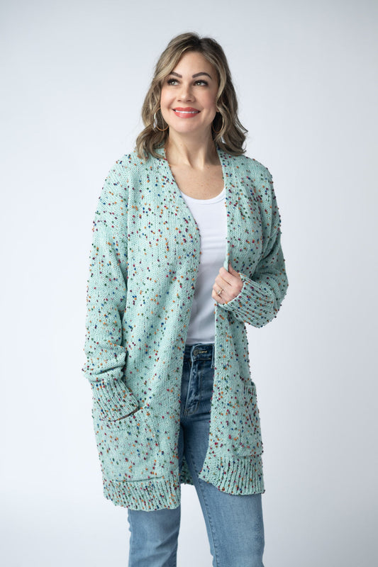 IN STOCK Carly Confetti Dot Cardigan - Aqua Blue FINAL SALE