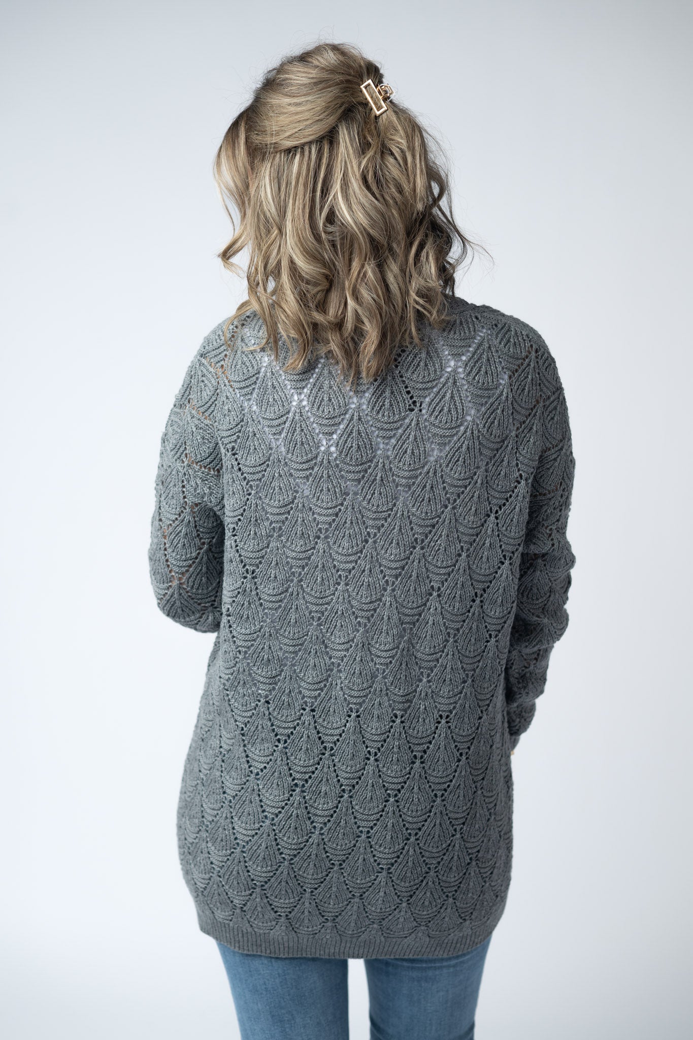 IN STOCK Open Knit Cardigan - Grey FINAL SALE