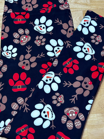 Hoilday Paw Prints Leggings * NO Pockets *