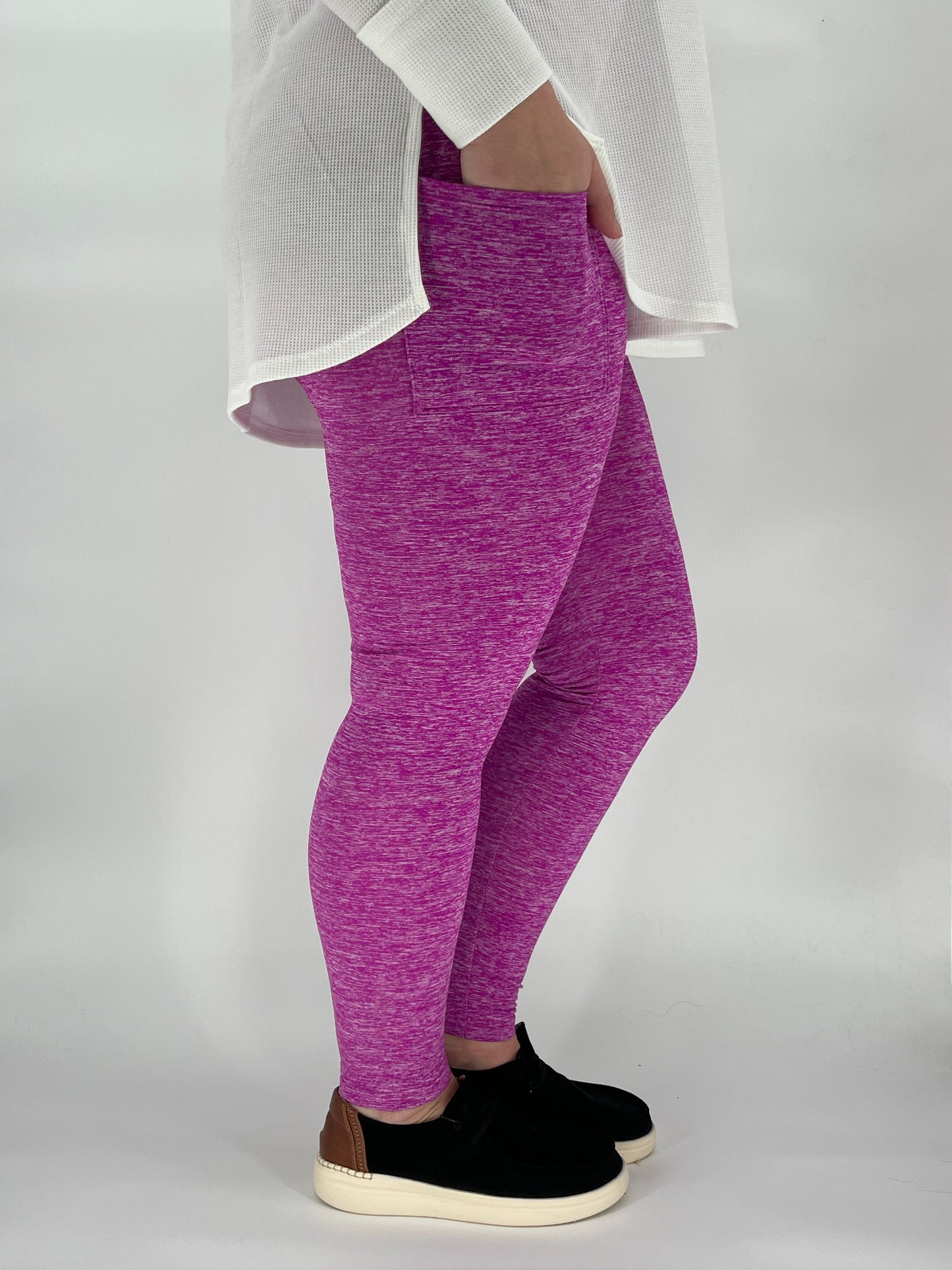 Magenta Fleece Leggings w/ Pockets