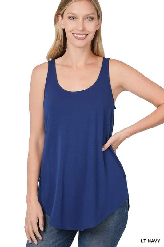 Flowy Scoop Neck Tank/Lt. Navy