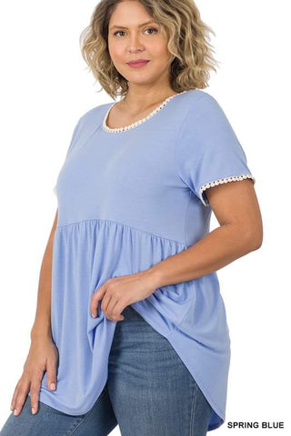 Alana Short Sleeve Top/Spring Blue