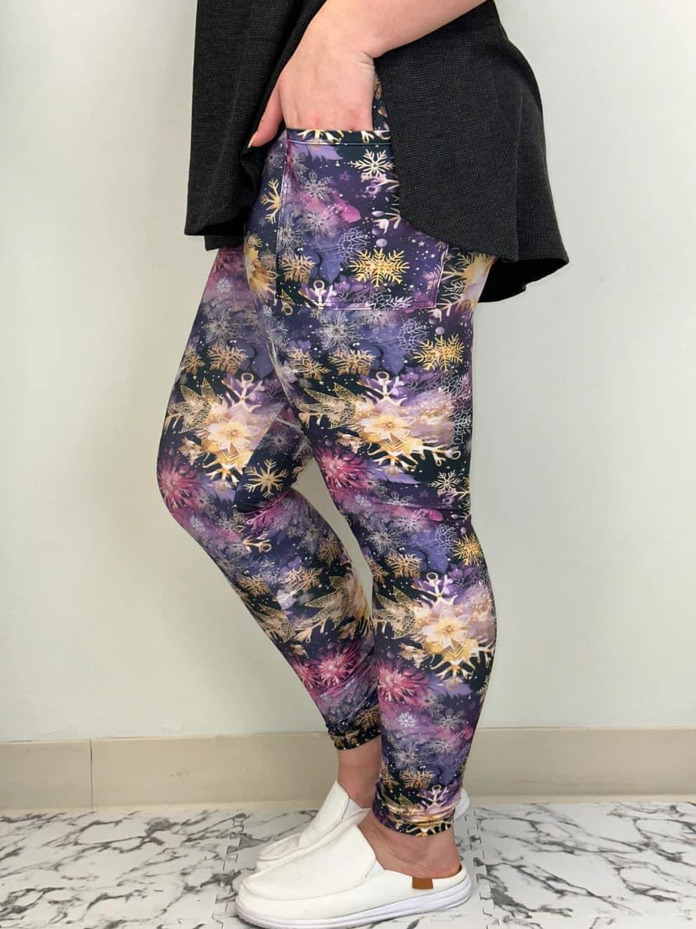 Purple Snowflake Leggings