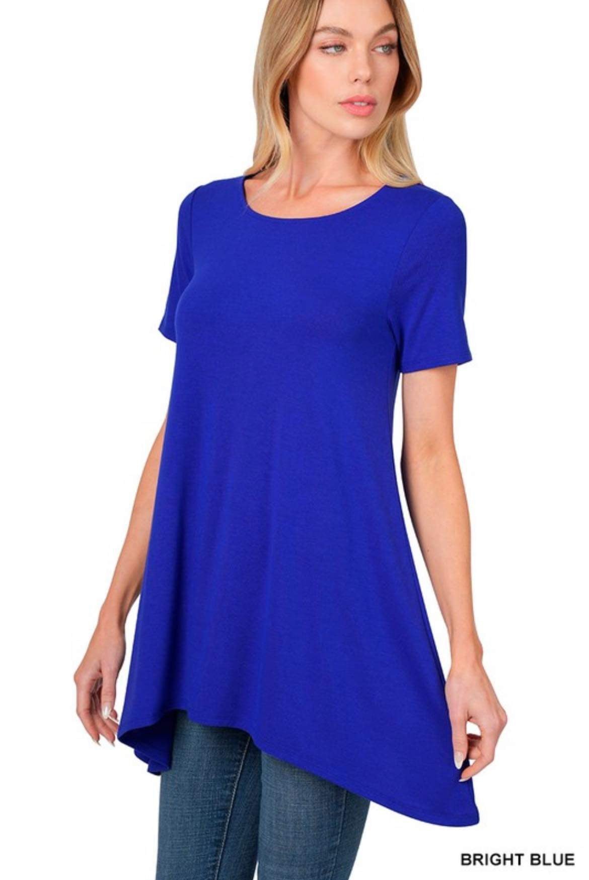 Scoop Neck Shark Bite Tunic / Royal Blue