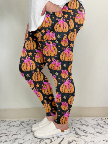 Knitted Pumpkins Pocket Leggings