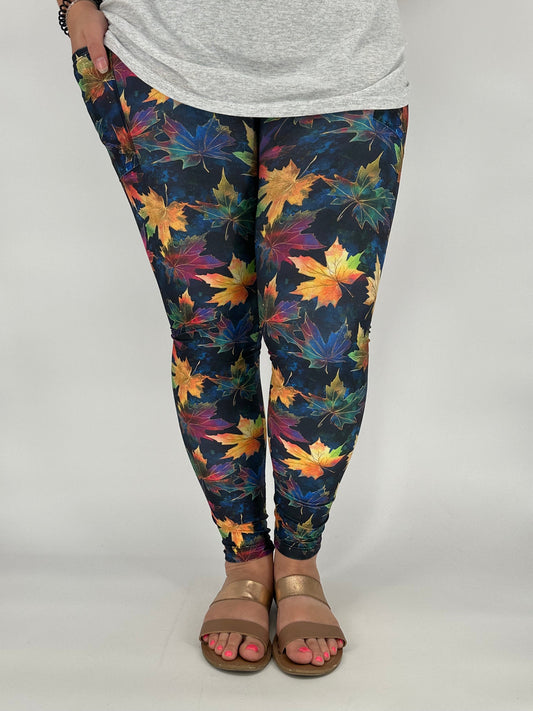 Midnight Leaves Leggings w/ Pockets