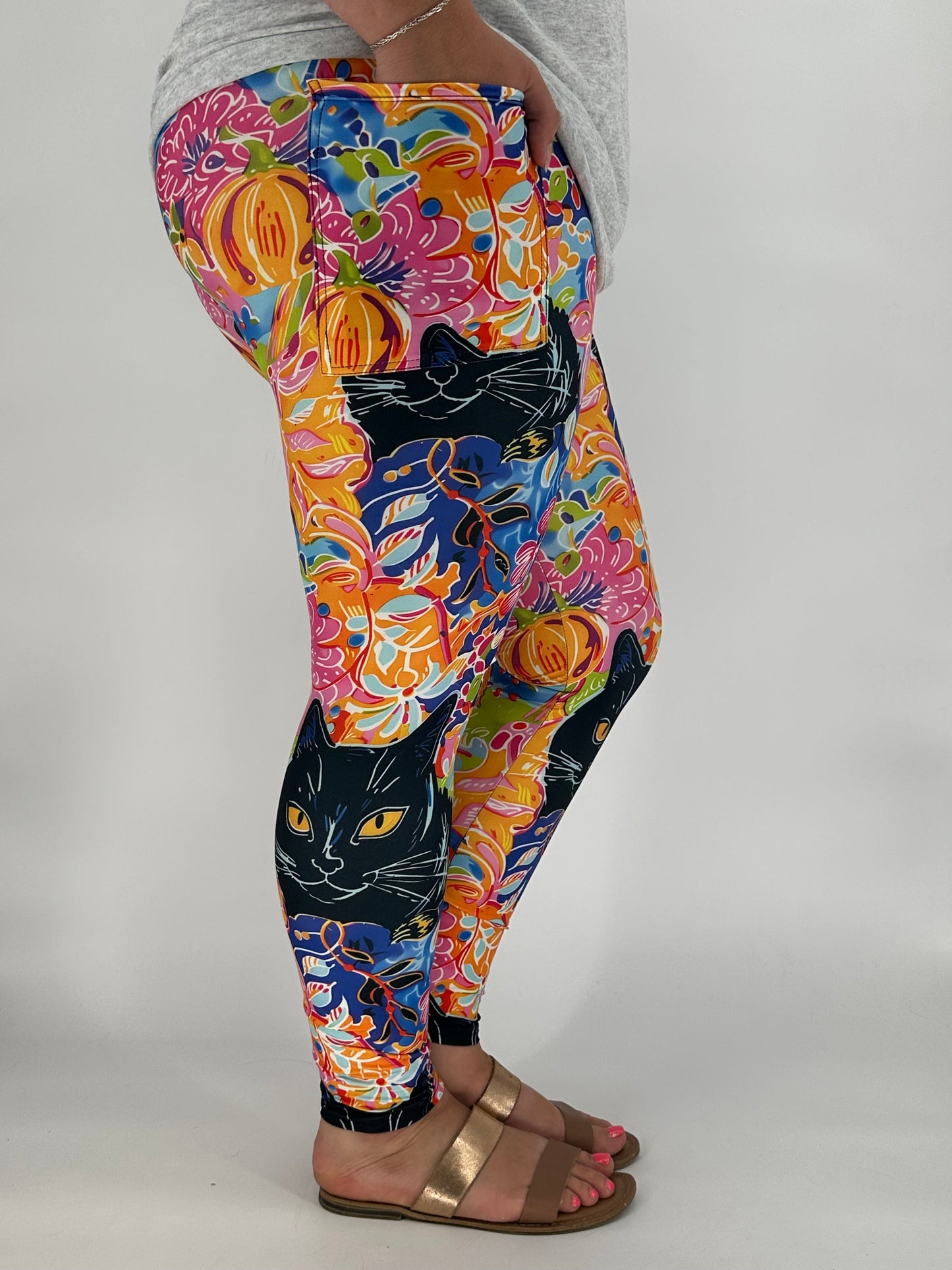 Black Cat Leggings w/ Pockets