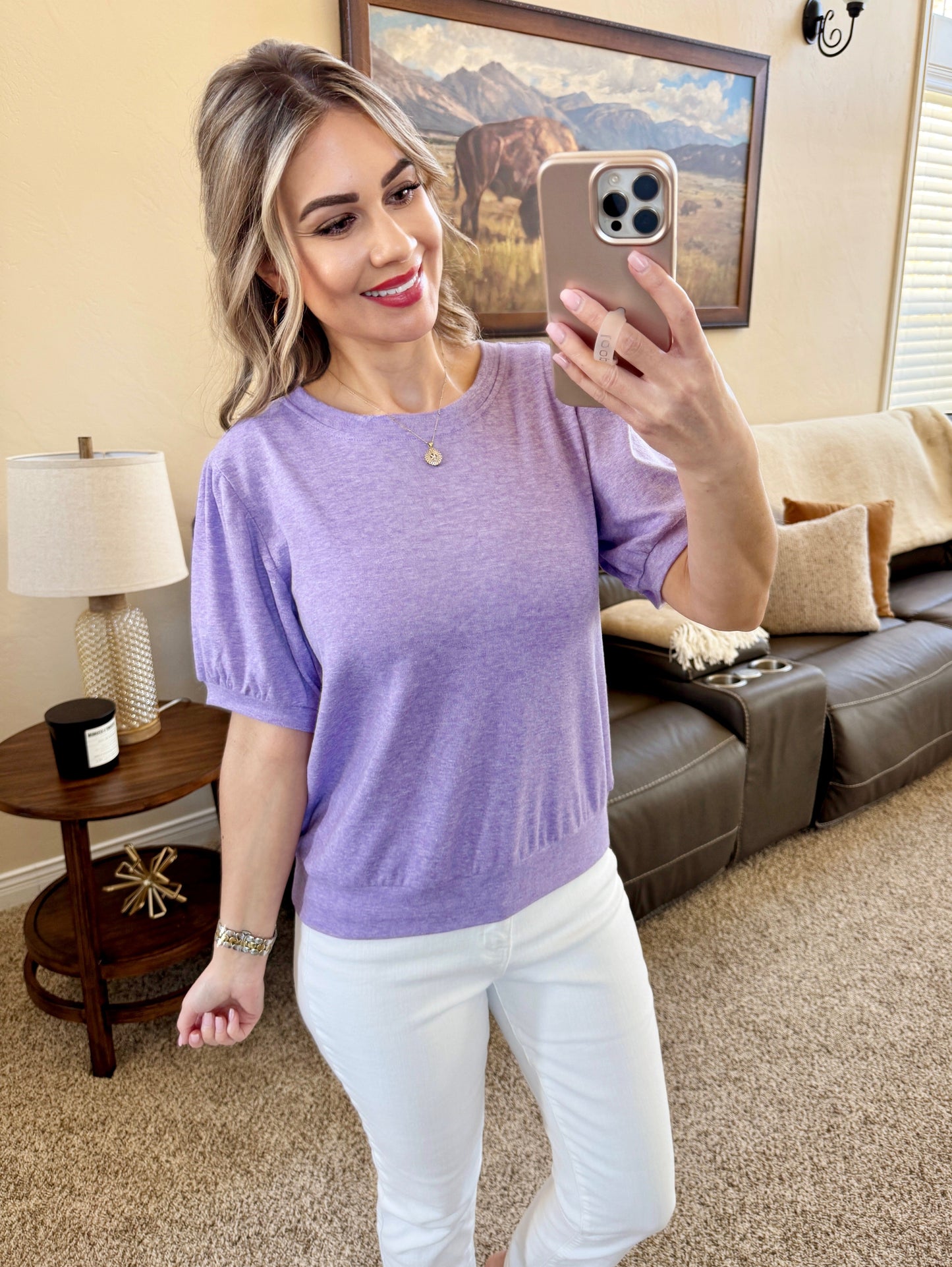 IN STOCK Katie Cozy Top - Heathered Purple FINAL SALE