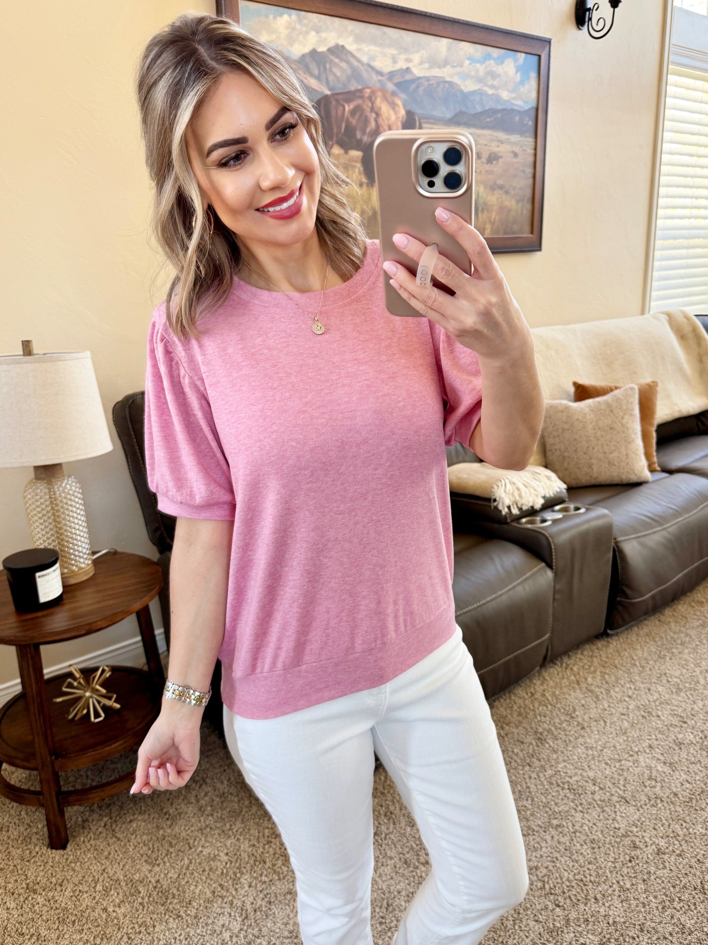 IN STOCK Katie Cozy Top - Heathered Pink FINAL SALE