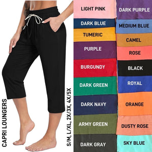 Solid Color Capri Loungers WITH Pockets PREORDER ( ETA early / mid December) (Copy) (Copy)