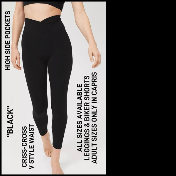 V- Waist Collection: CAPRI Length Leggings WITH Side Pockets PREORDER ( ETA mid November )