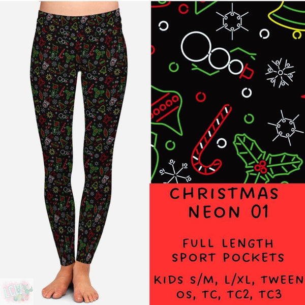 Neon Christmas Collection Part 1: FULL Length Leggings WITH Sports Style Pockets  PREORDER ( ETA mid December )