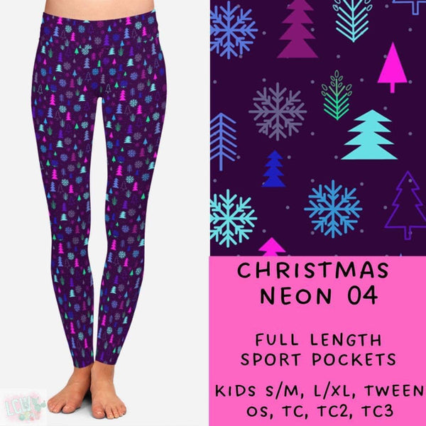 Neon Christmas Collection Part 1: FULL Length Leggings WITH Sports Style Pockets  PREORDER ( ETA mid December )