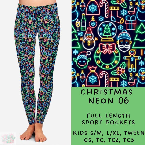 Neon Christmas Collection Part 2: FULL Length Leggings WITH Sports Style Pockets  PREORDER ( ETA mid December )