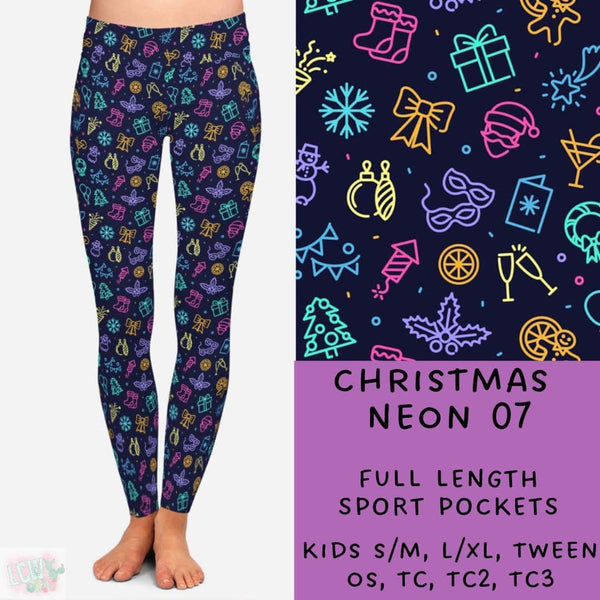 Neon Christmas Collection Part 2: FULL Length Leggings WITH Sports Style Pockets  PREORDER ( ETA mid December )