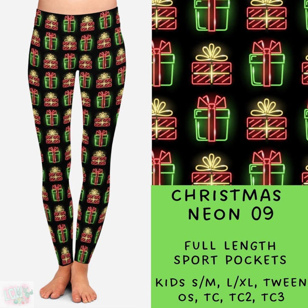 Neon Christmas Collection Part 2: FULL Length Leggings WITH Sports Style Pockets  PREORDER ( ETA mid December )