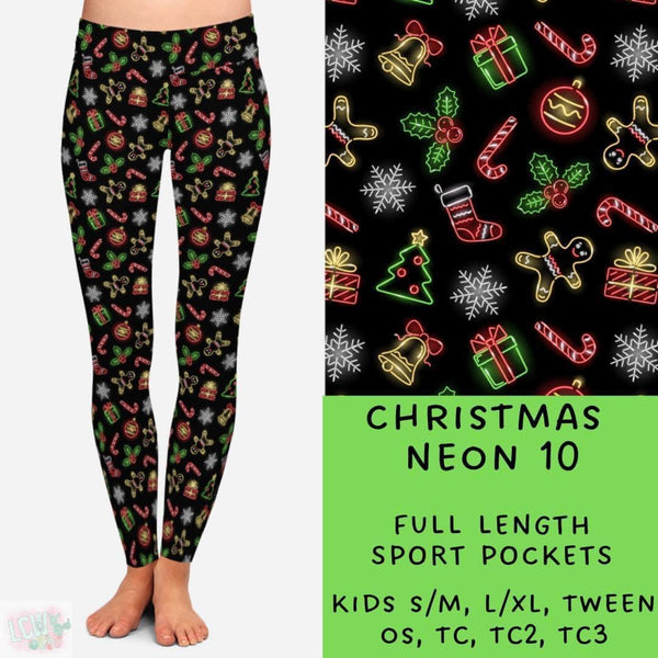 Neon Christmas Collection Part 2: FULL Length Leggings WITH Sports Style Pockets  PREORDER ( ETA mid December )