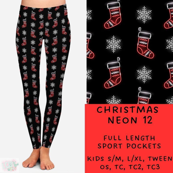 Neon Christmas Collection Part 1: FULL Length Leggings WITH Sports Style Pockets  PREORDER ( ETA mid December )