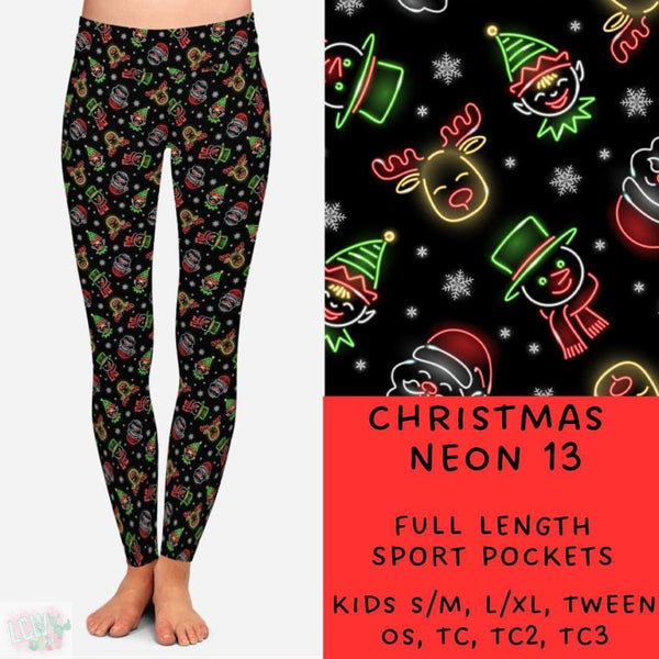 Neon Christmas Collection Part 2: FULL Length Leggings WITH Sports Style Pockets  PREORDER ( ETA mid December )