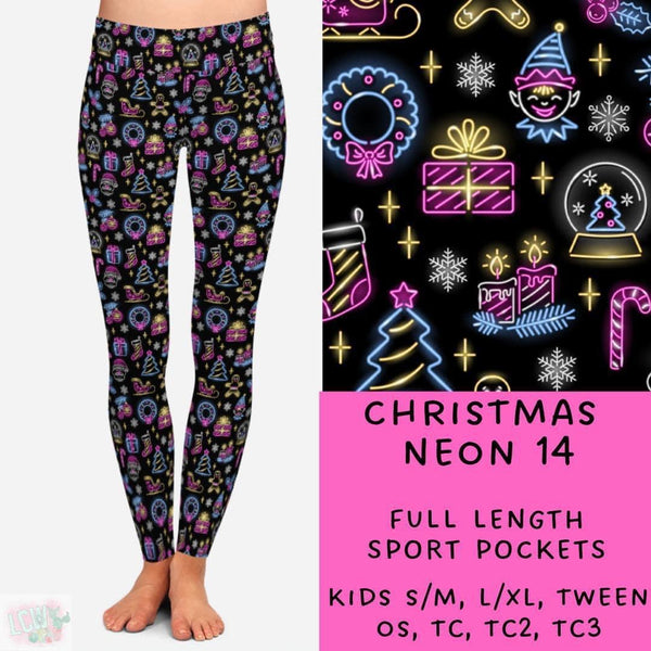 Neon Christmas Collection Part 2: FULL Length Leggings WITH Sports Style Pockets  PREORDER ( ETA mid December )