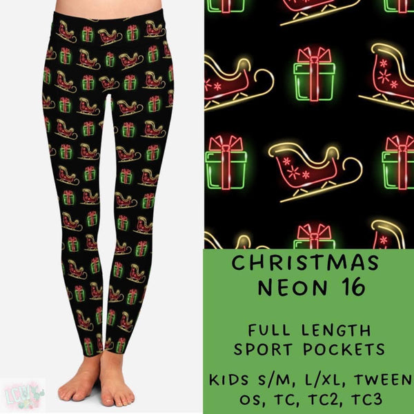 Neon Christmas Collection Part 1: FULL Length Leggings WITH Sports Style Pockets  PREORDER ( ETA mid December )