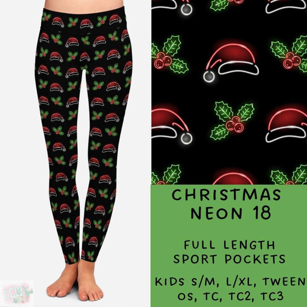 Neon Christmas Collection Part 2: FULL Length Leggings WITH Sports Style Pockets  PREORDER ( ETA mid December )