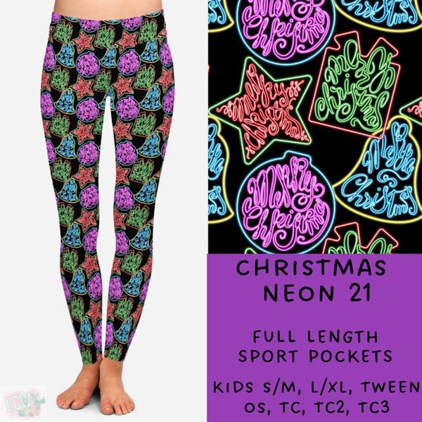 Neon Christmas Collection Part 1: FULL Length Leggings WITH Sports Style Pockets  PREORDER ( ETA mid December )