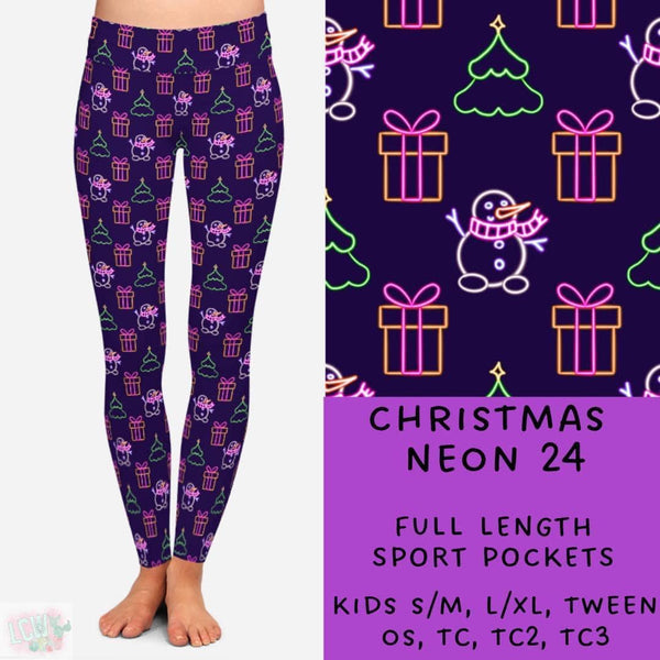 Neon Christmas Collection Part 1: FULL Length Leggings WITH Sports Style Pockets  PREORDER ( ETA mid December )